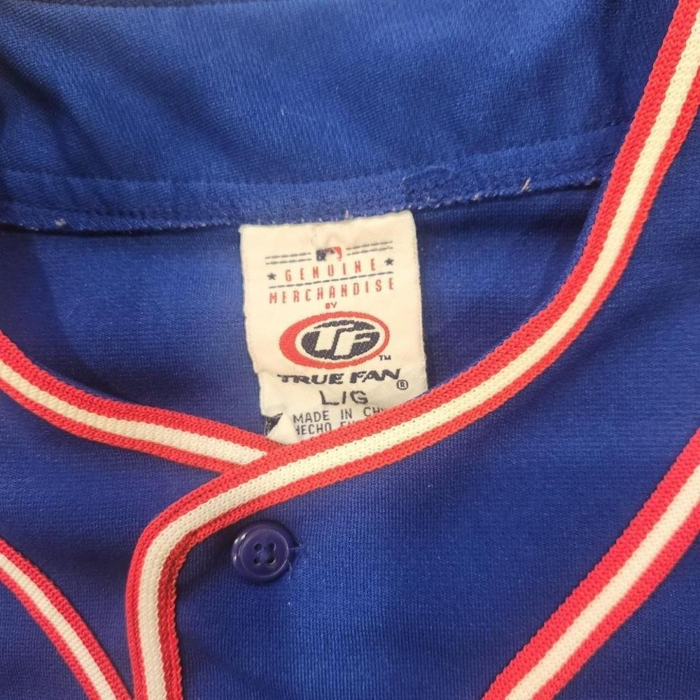 True Fan MLB Chicago Cubs Button Front Baseball Jersey size‎ Large Blue - Picture 4 of 5